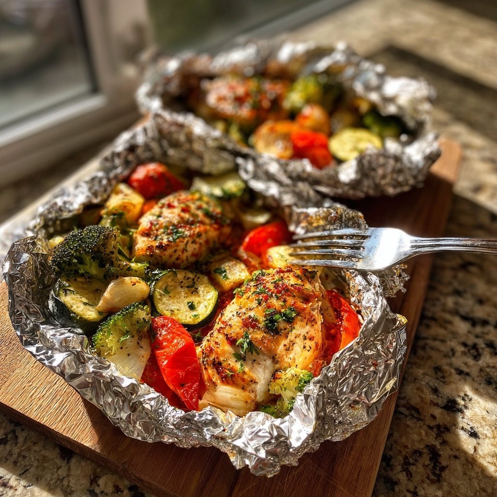 Baked Chicken And Veggie Foil Packs