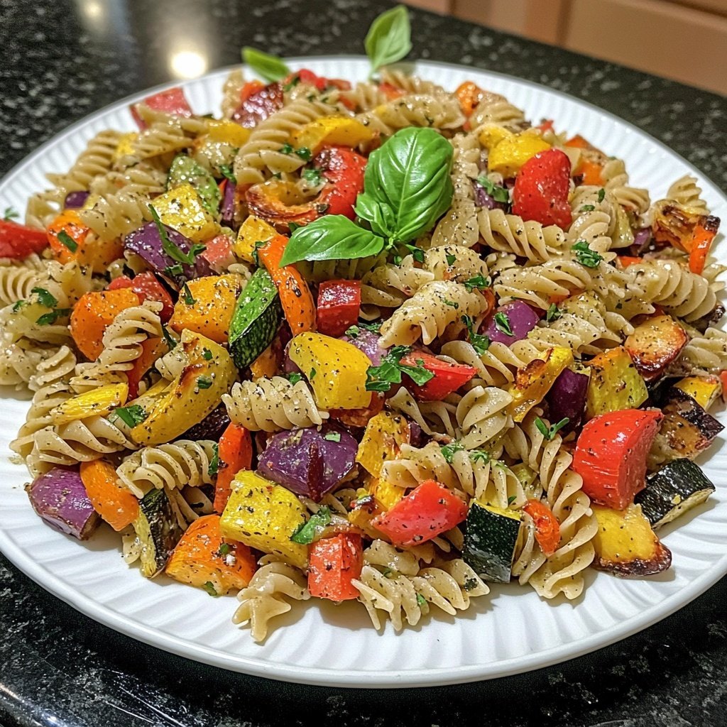 Healthy Lunch Roasted Vegetable Pasta Salad