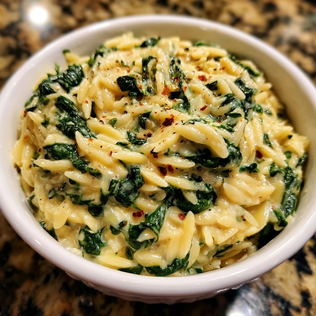 Creamy Spinach Parmesan Orzo