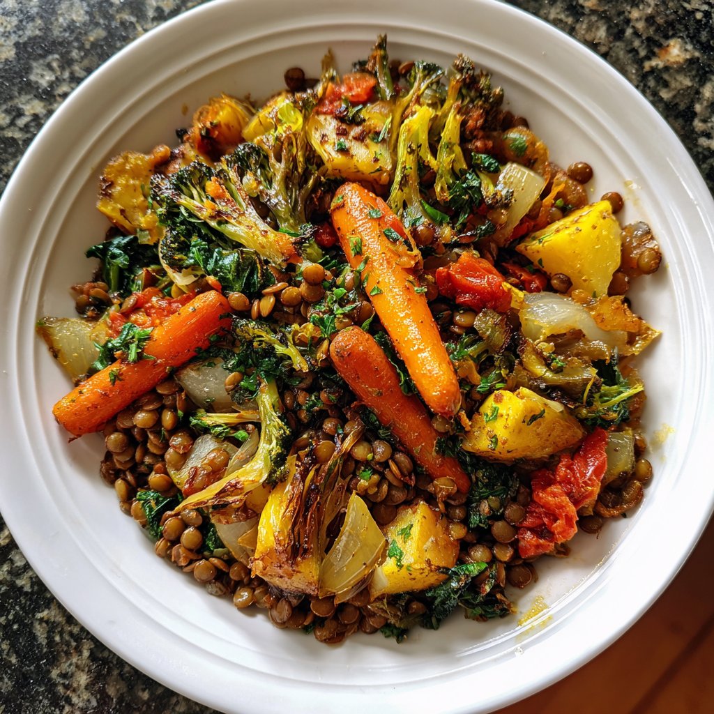 Roasted Veggie Lentil Skillet