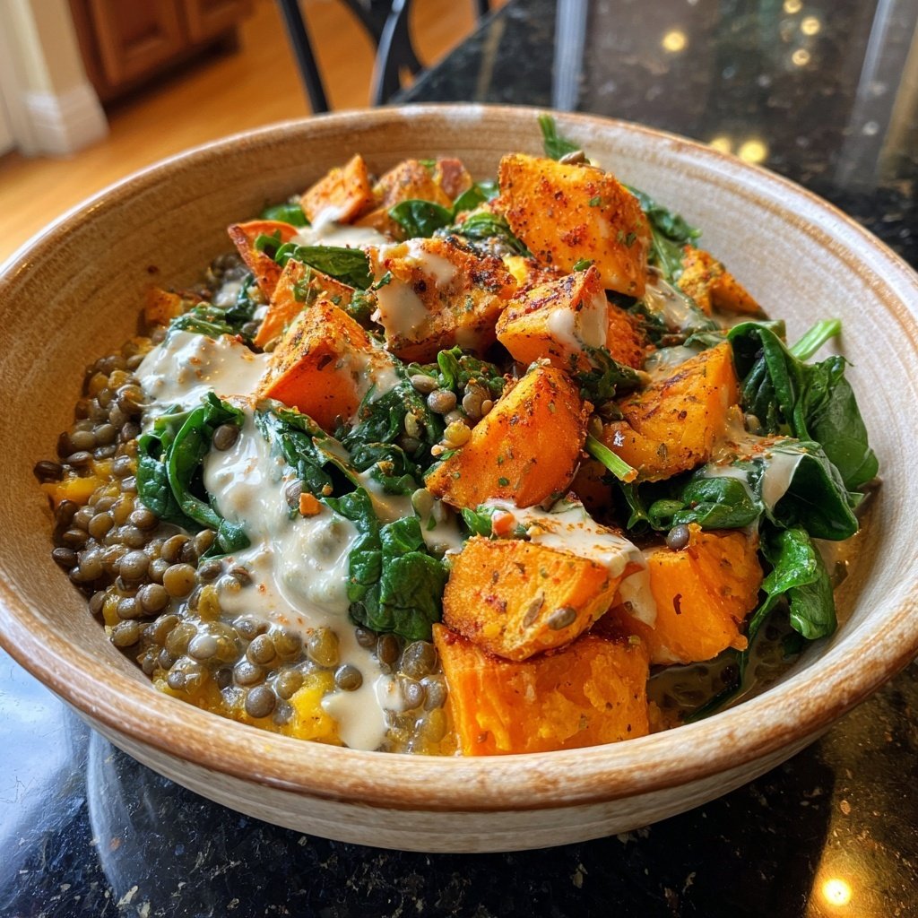 Healthy Lunch Sweet Potato Lentil Bowl