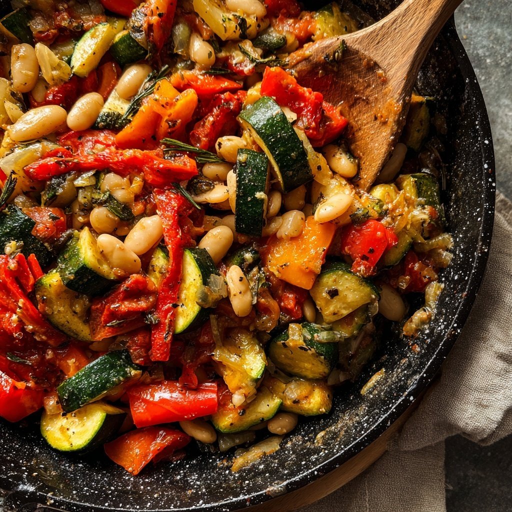 Roasted Veggie White Bean Skillet