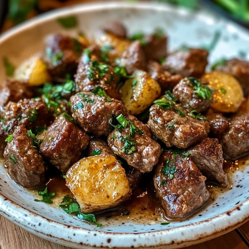 High Protein Slow Cooker Garlic Butter Beef Bites