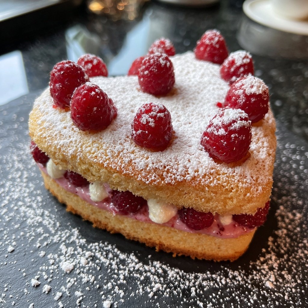 Mini Heart Cake with Raspberry Cream