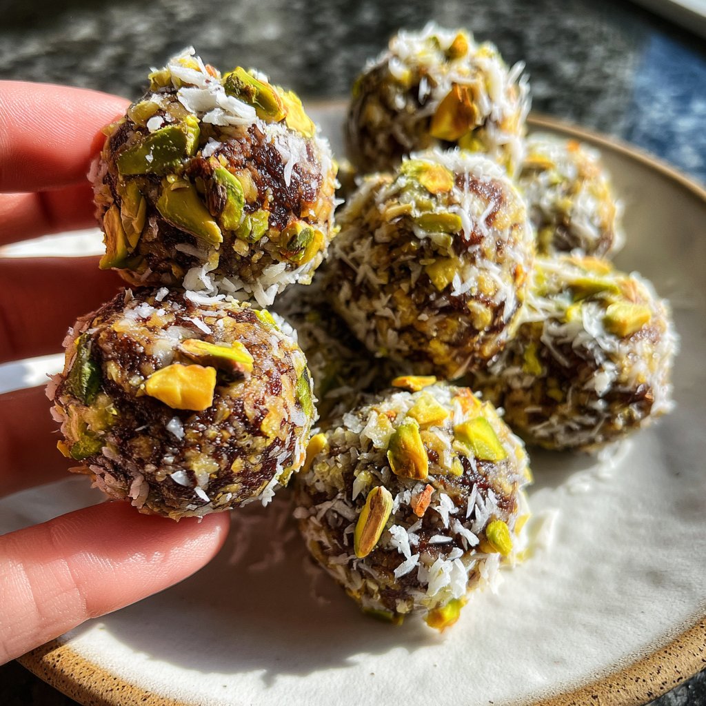 Chocolate Pistachio Coconut Bites