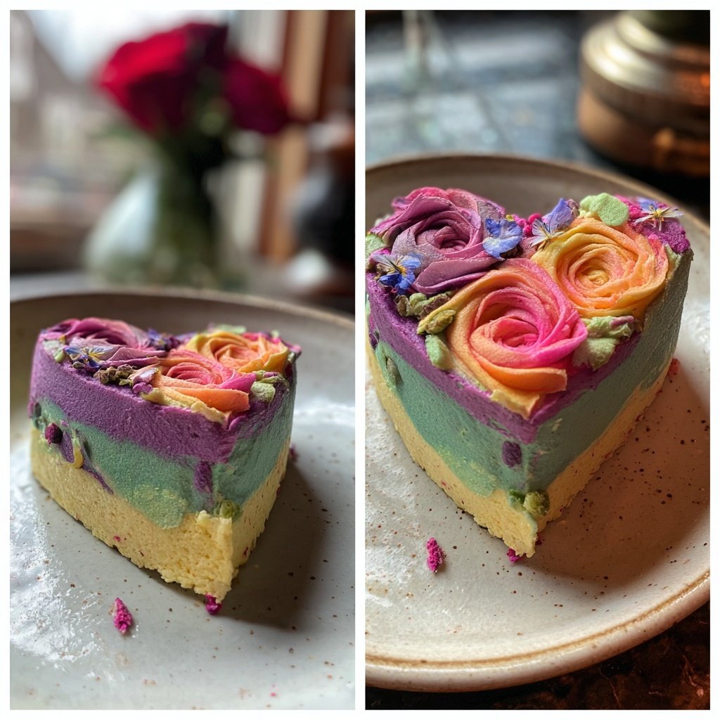 Mini Heart Cake with Pistachio Rose Frosting