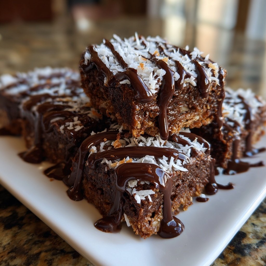 Chocolate Coconut Fudge Squares