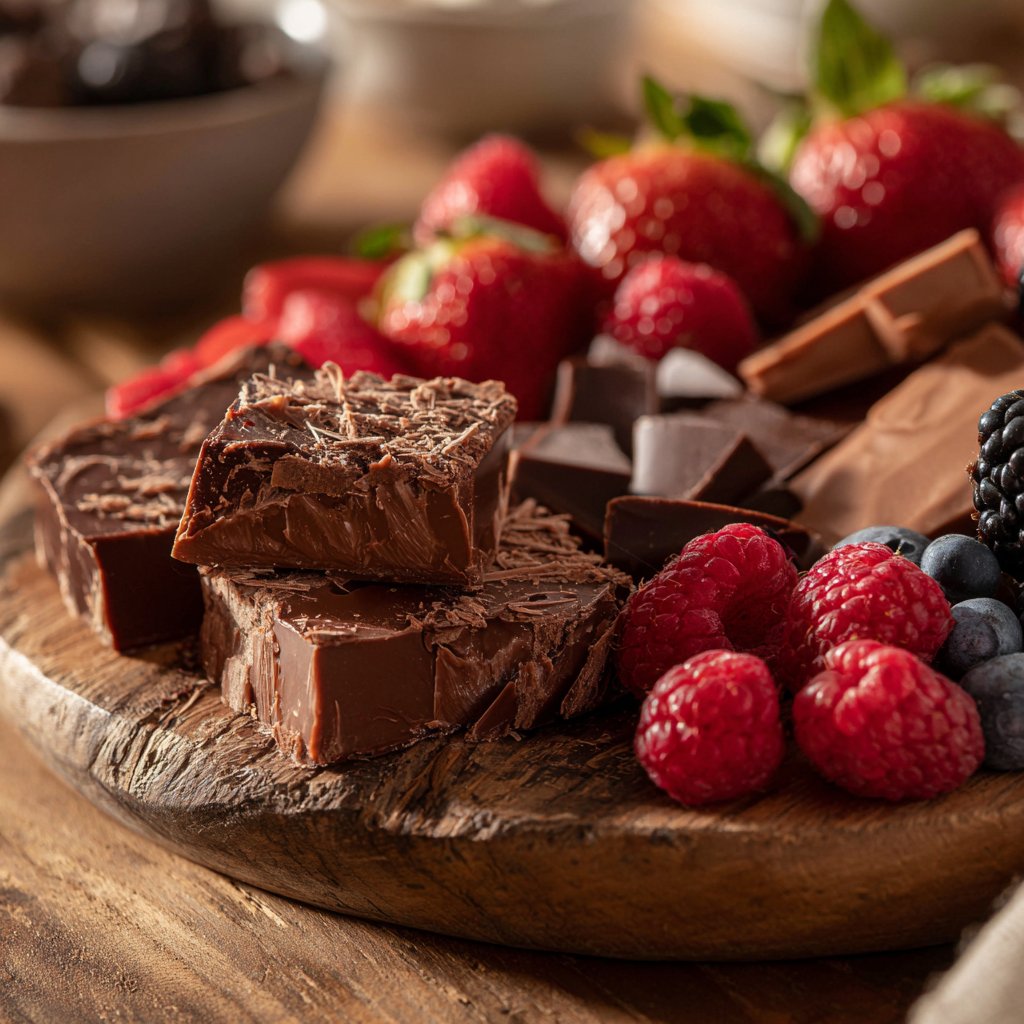 Valentines Charcuterie Board with Chocolate and Berries