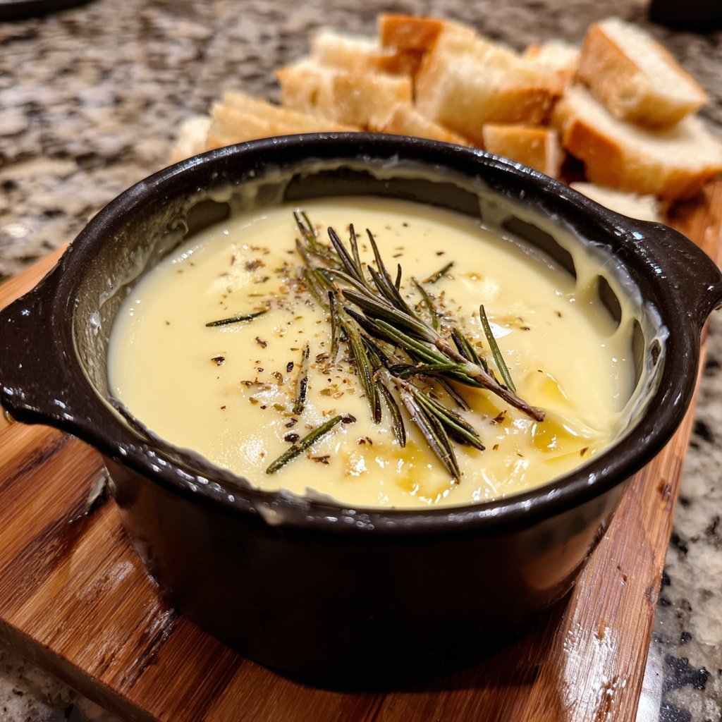 Fondue with White Cheddar and Rosemary